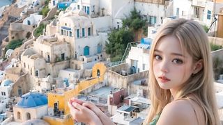 (4K) Ai LookBook Stunning Girls In Beautiful Santorini