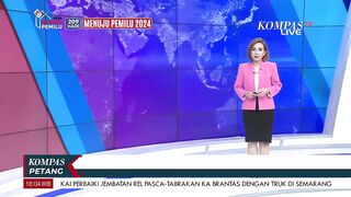 Rekaman Detik-Detik Kereta Api Brantas Hantam Truk hingga Meledak_ Masinis Keluar Terobos Api