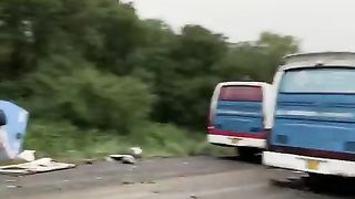 Falling due to rain on Peshawar Motorway