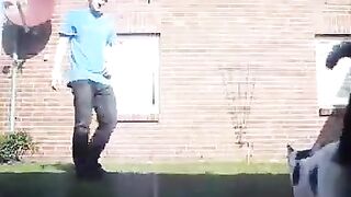 Try to bridge dance..!OMG! what happen with that cat!