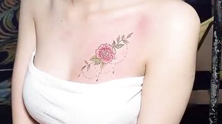 Beautiful tattoo on the chest of a beautiful woman ! Eps 05