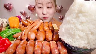 crunchy sausage mukbang asmr