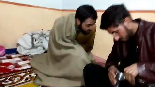 Enjoying with cousin in home one night singing and dancing