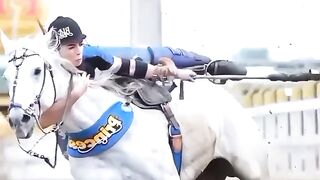 A horse is beautiful and a woman is super beautiful
