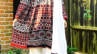 Ajrak dress ideas-sindhi ajrakh dress design