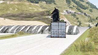 double flatbed trailer truck vs speed bumps 25