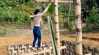 Woman makes a pond from scratch all by herself!