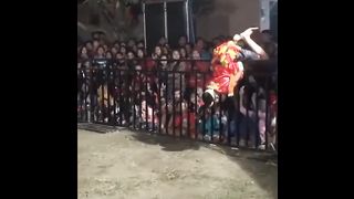 a stray somersault show into the guardrail