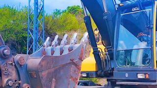 Excavator operator working