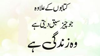 Kitabon ke ilawa jo chez sabaq deti he wo zindagi he