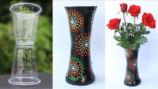 How to make flower vase from plastic cup and Plaster