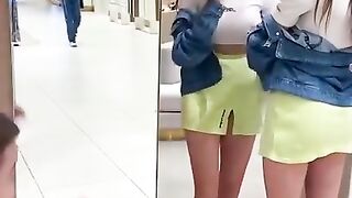 American fitness twins girl prank VIDEO funny reaction tiktok meme.