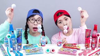 Red Food VS Blue Food Challenge ë¹¨ê°ì íëì ìì ì±ë¦°ì§ DONA