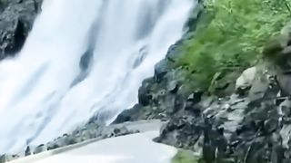Beautiful water fall road