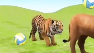 Paint Animals Gorilla Cow Tiger Lion Elephant Fountain Crossing Animal Cartoon