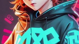 Gamer BOY with wavy ORANGE hair and brown eyes
