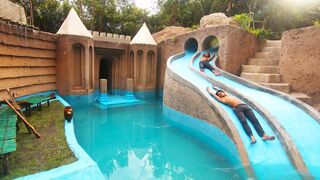 My Summer Holiday 155 Days Building 1M Dollars Water Slidw Park into Underground Swimming Pool Hpuse
