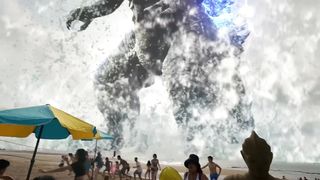 Godzilla rise from the sea