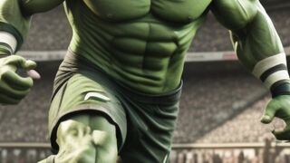super hero playing football
