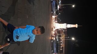 the atmosphere at night at the Jogja Monument, Indonesia