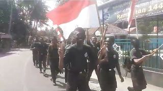 In preparation for Indonesian independence, we walked across the field to welcome Independence Day, August 17, 1945