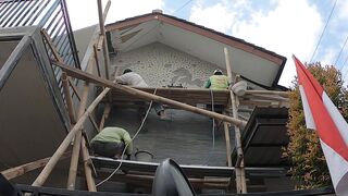 timelapse of construction workers at work
