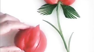 Make rose flowers from vegetables.
