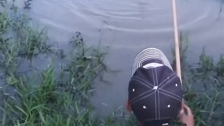 Fishing till you fall in on the pull of the fish