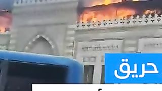 #shorts  حريق هائل يلتهم مبنى وزارة الأوقاف في وسط القاهرة