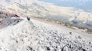 Mount Rinjani hiking trail from the summit
