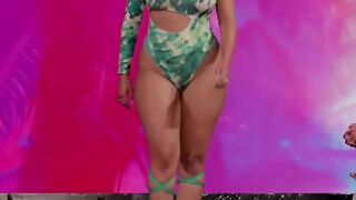 Plus Size Models _ Green Bikini _ Miami Swim Week 2023 Beautiful female modele shows beautiful body shape