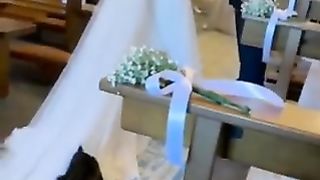 Cat interrupting a wedding