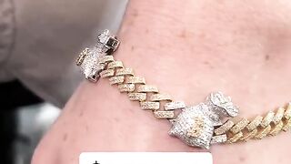 Gold & Real Diamond Custom Money Bag Cuban Link Bracelet
