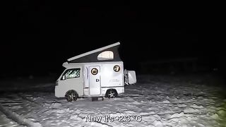 Camping in a van on the coldest day ever