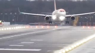 Landing a goat in a strong storm wind.