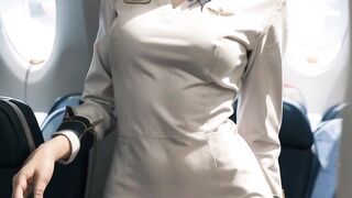 (4K) Lookbok AI Stewardess, white work uniform