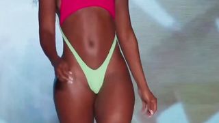 Swimsuits Orange And Green _ Miami Swim Week 2023 _ Beautiful female modele shows beautiful body shape