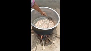 Making rice in desi style.