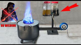NO WELDING _ The best USED OIL STOVE 2022 _ Made from Cement_ Blue Flame and Easily at home(720P_60FPS).