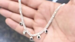 14K White Gold, Natural Diamond & Sapphire Ladies Necklace