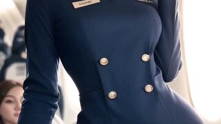 (4K AI ART) Lookbok / Stewardess in beautiful blue uniform
