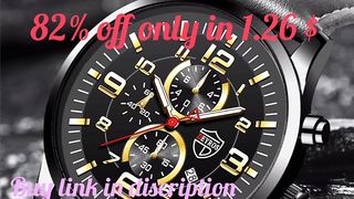 Men's watches stainless steel leather Quartz 82% off.