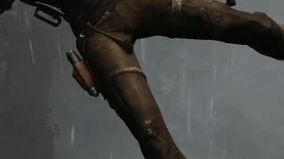 "Lara is flying a parachute." Tomb Raider