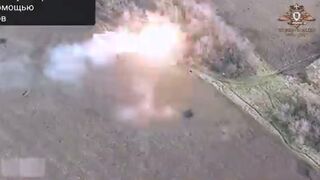 Ukrainian pickup truck with soldiers and ammunition destroyed by artillery