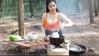 RENI IS COOKING RIBBLES WITH CELERY LEAVES