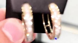 Real Diamond & Gold Ladies Hoop Earrings
