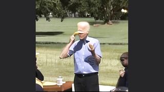 Biden eating bananas AI