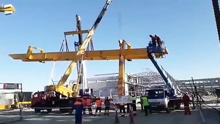 In Russia, a large Ural crane collapsed at a construction company