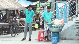Popping balloon blast public seat prank