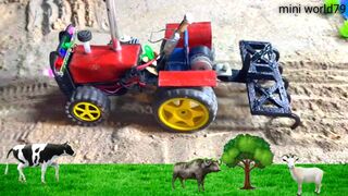 diy farming | diy mini tractor with plough machine | diy cow shed